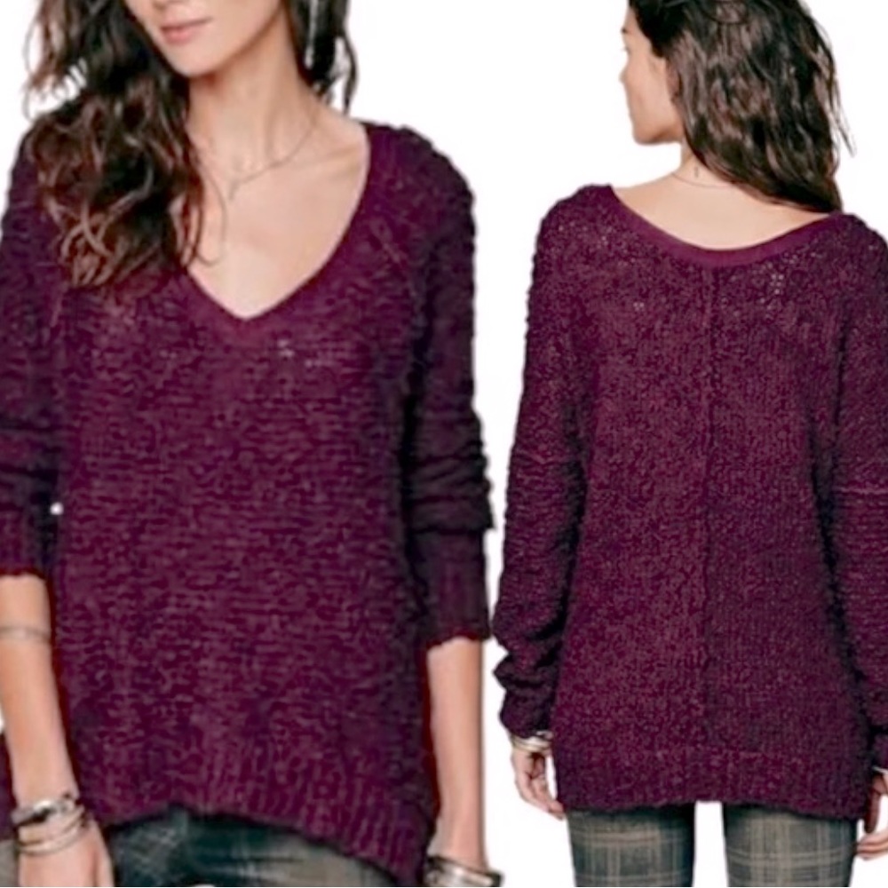Free People Purple Popcorn Knit Sweater - S